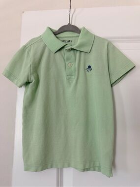 Crewcuts Mint Green Polo with Navy Jellyfish Embroidery